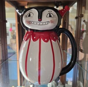 Vintage Inspired Johanna Parker Carnival Cottage Cat Pitcher Mint